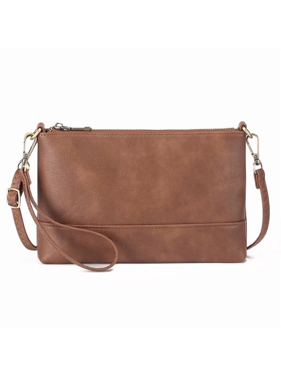 Women's Crossbody Wristlet Wallet Vegan Leather Cell Phone Purse with Adjustable Strap and 6 Credit Card Slots