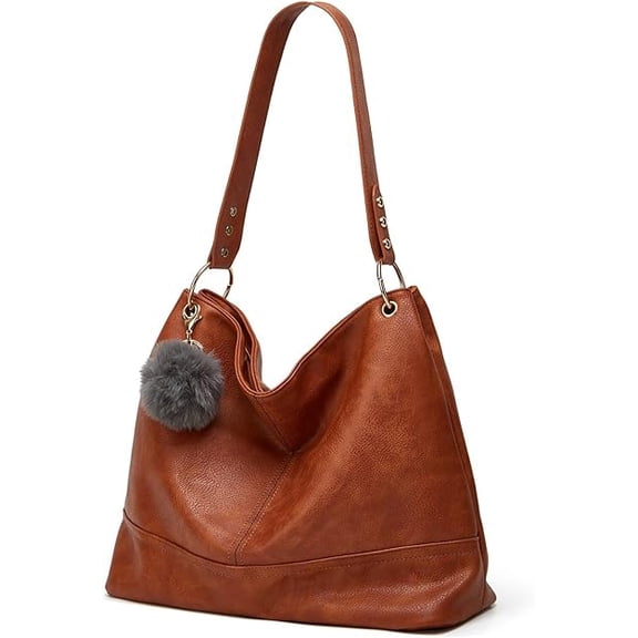 GAEKEAO Leather Crossbody Handbags for Women, Large Shoulder Purse with Adjustable Strap, Brown