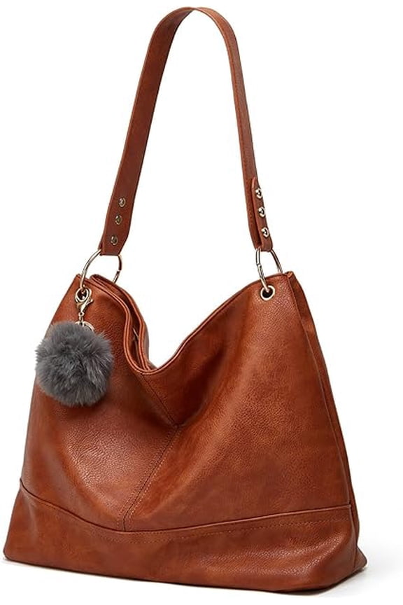 Leather Crossbody Handbags for Women, Large Shoulder Purse with Adjustable Strap, Brown