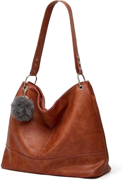 GAEKEAO Leather Crossbody Handbags for Women, Large Shoulder Purse with Adjustable Strap, Brown