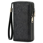 GAEKEAO Wallet for Women Floral RFID Blocking Leather Wristlet Purse Large Capacity Credit Card Holder with Grip Hand Strap