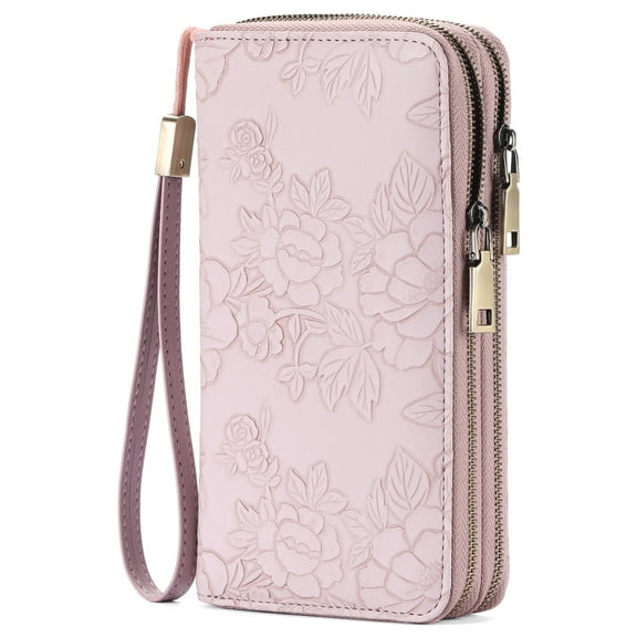 GAEKEAO Wallet for Women Floral RFID Blocking Leather Wristlet Purse Large Capacity Credit Card Holder with Grip Hand Strap