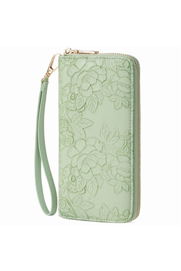 Womens Wallet RFID Blocking Leather Wristlet Purse Large Capacity Card Holder Long Ladies Wallet Zip Around Clutch