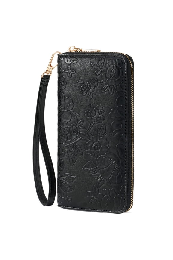 Womens Wallet RFID Blocking Leather Wristlet Purse Large Capacity Card Holder Long Ladies Wallet Zip Around Clutch