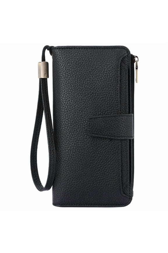 Women Wallet RFID Blocking Leather Bifold Compact Card Holder Ladies Travel Wallet Purse, Large Capacity Wristlet