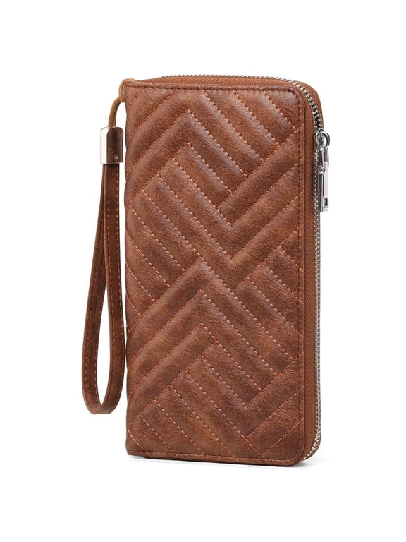 Womens Wallet RFID Blocking Leather Large Capacity Long Purse Card Clutch Wristlet