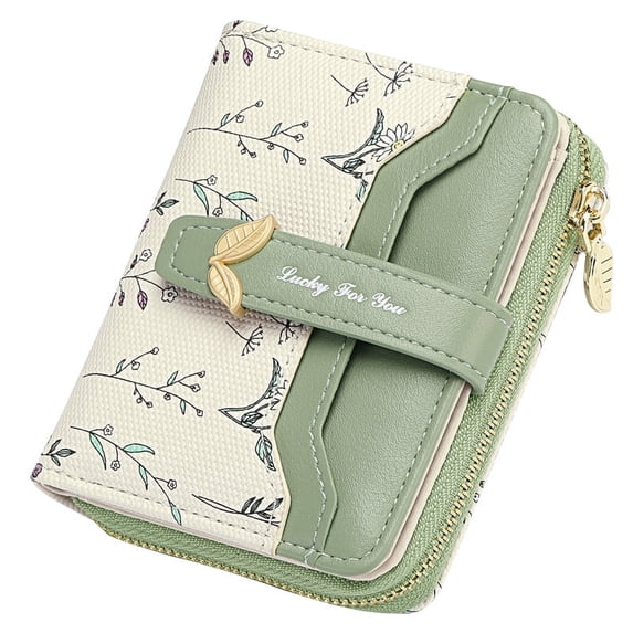 GAEKEAO Women’s Leather Wallet Rfid Blocking Floral Card Holder with Zipper Pocket