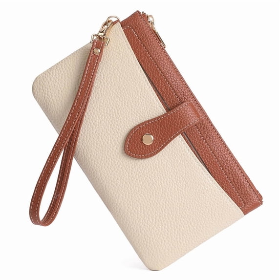 GAEKEAO Wristlet Wallets for Women Rfid Blocking Vegan Leather Card Phone Holder with 10 Card Slots 2 ID Window