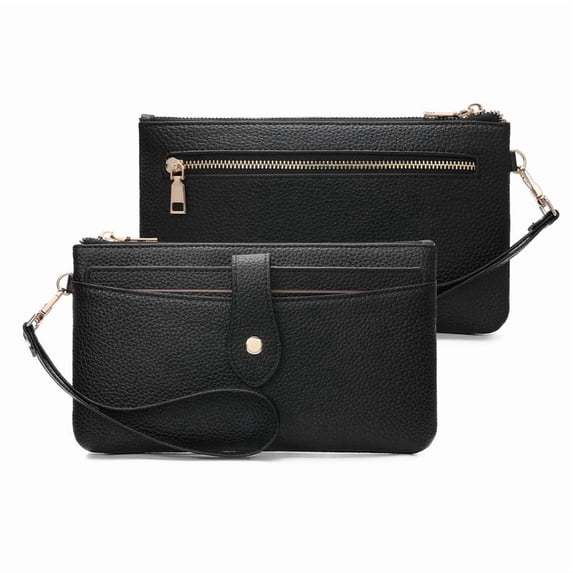 GAEKEAO Wristlet Wallets for Women Rfid Blocking Vegan Leather Card Phone Holder with 10 Card Slots 2 ID Window