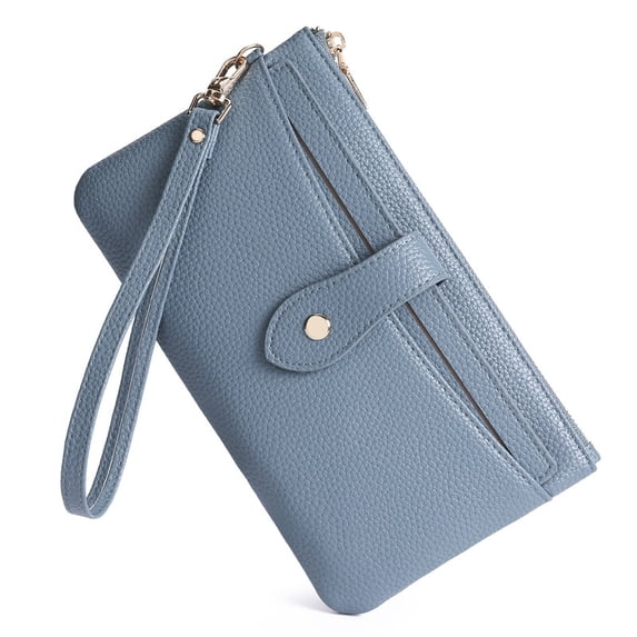 GAEKEAO Wristlet Wallets for Women Rfid Blocking Vegan Leather Card Phone Holder with 10 Card Slots 2 ID Window