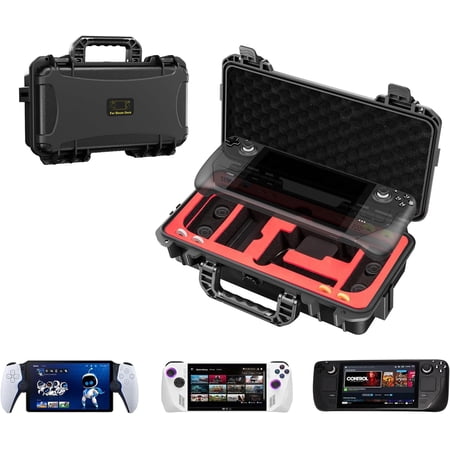 GAEKOL Carrying Case for PS Portal Project Q/Steam Deck/OLED/ASUS ROG Ally, Professional Deluxe Waterproof Case Soft Lining Hard Travel Case for Steam Deck and Other Accessories