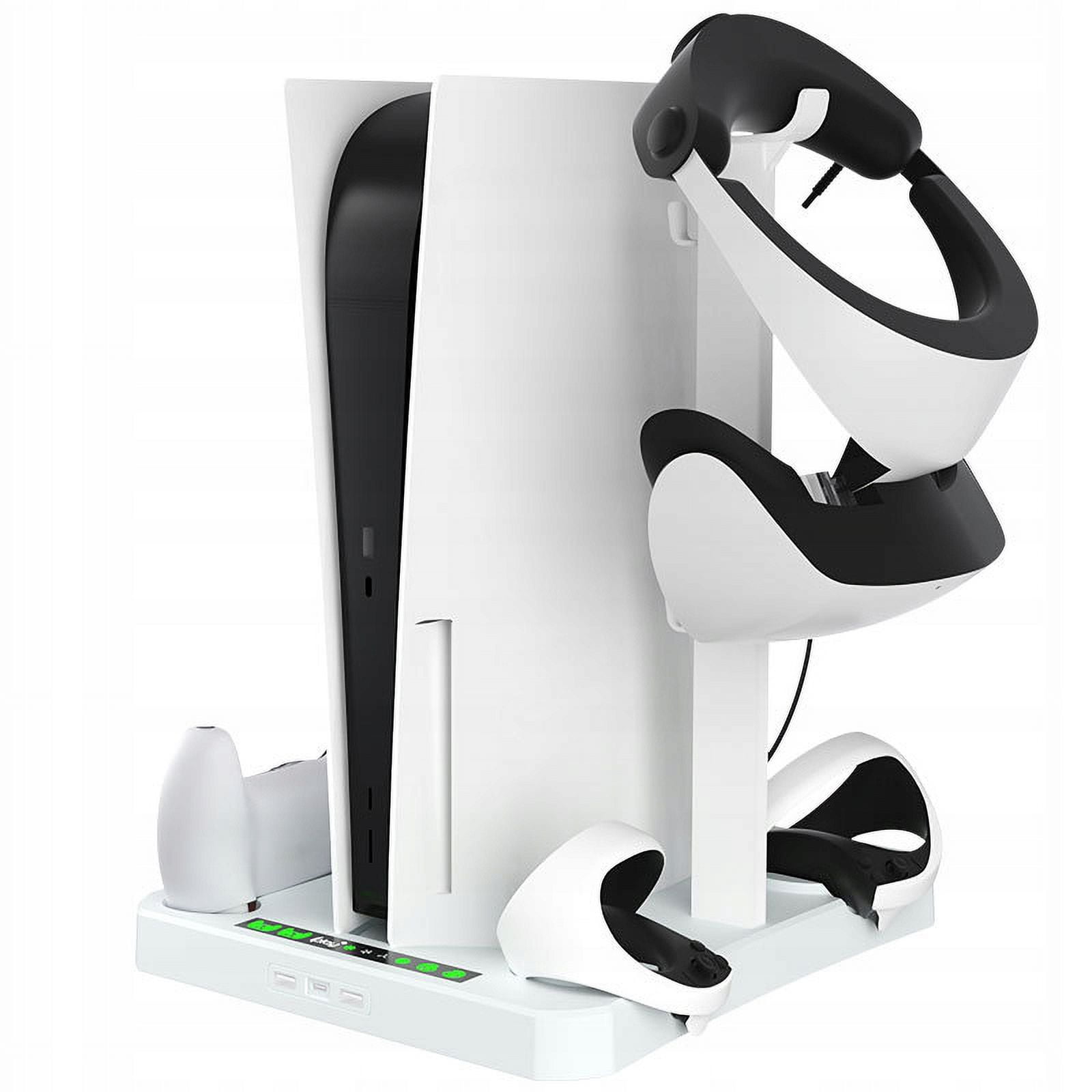 GAEKOL Charging Dock With Cooling Fan Funtion For Playstation 5+PS VR2 Controller Charging Station With Indicator Light For PS5 Dualsense & Organise Stand For PS VR2