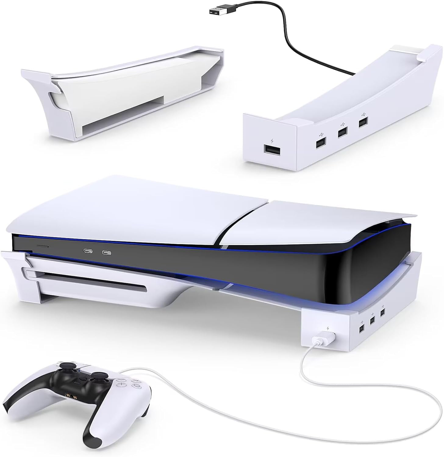 GAEKOL Horizontal Stand for New PS5 Slim Console with 4-Port