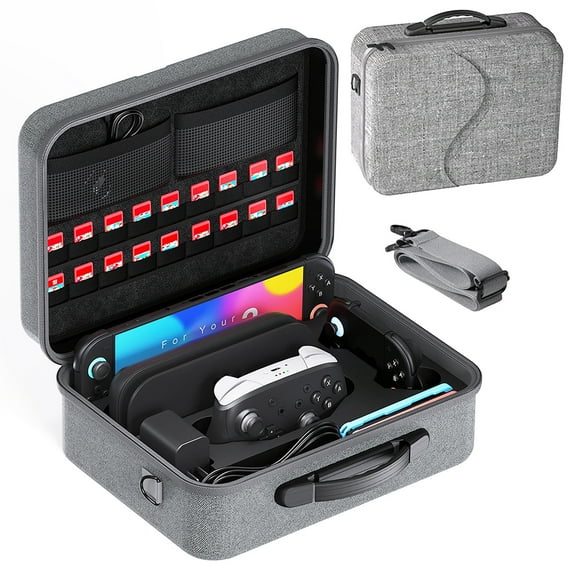 GAEKOL Switch 2 Case for Nintendo Switch 2(2025), Portable Hard Shell Full Protection Travel Case with 18 Game Card Slots, Large Space Dustproof Carrying Bag for Switch 2 Accessories