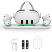 GAEKOL VR Charging Dock, 45W USB-C Charger for Oculus/Meta Quest 3,Charging Station Simultaneously Charging Headset and Touch Plus Controllers with 2 Rechargeable Batteries and LED Indicator