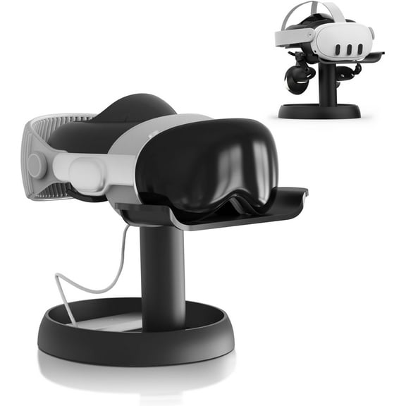 GAEKOL VR Stand Holder Compatible with Vision Pro/Meta Quest 3/Oculus Quest 2/Pico 4-Universal Headset Vertical Display Dock Station, Stable Bracket with Storage Round Base, Table Mounts Install Easy