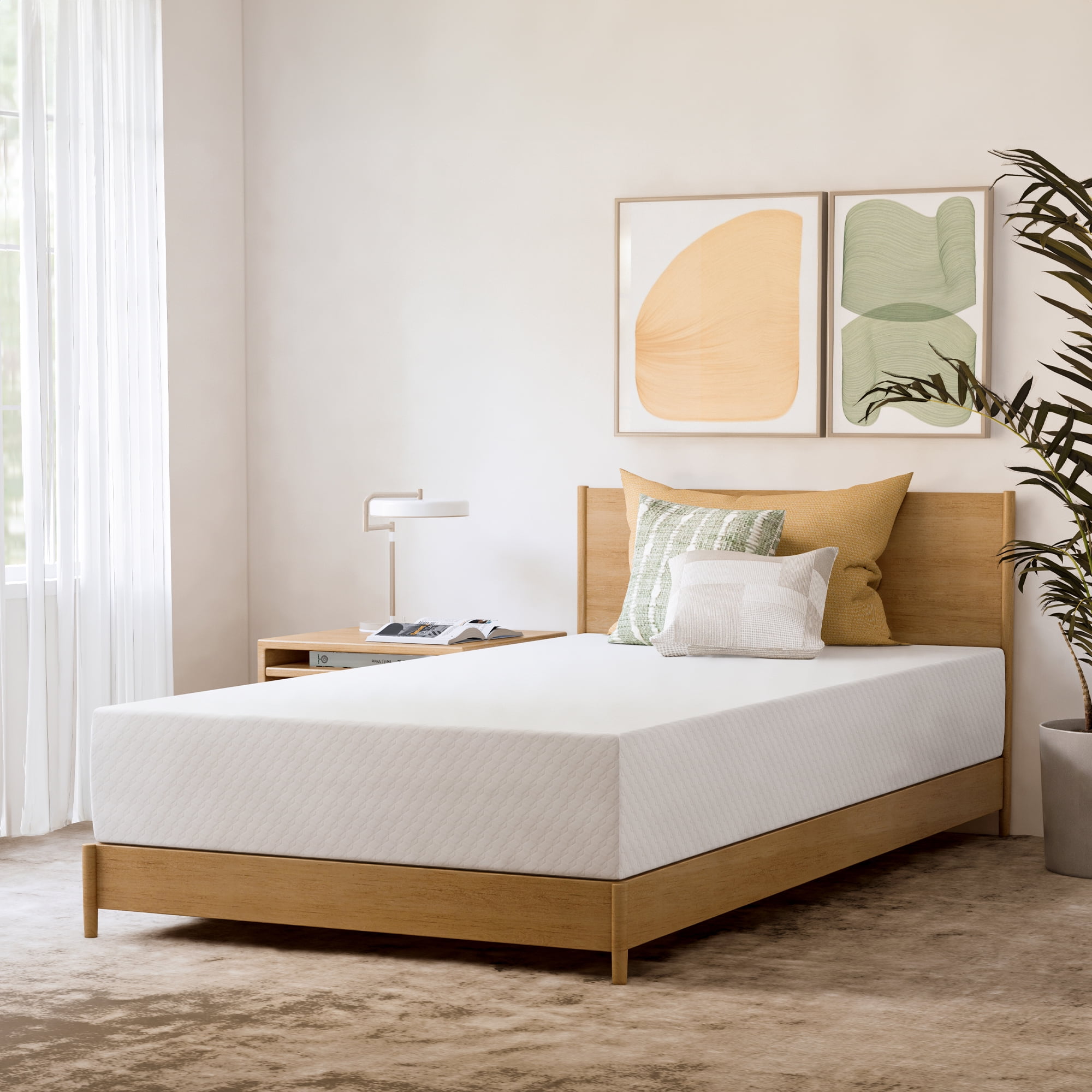 Twin 10" White Gel Memory Foam Mattress with Breathable Cover