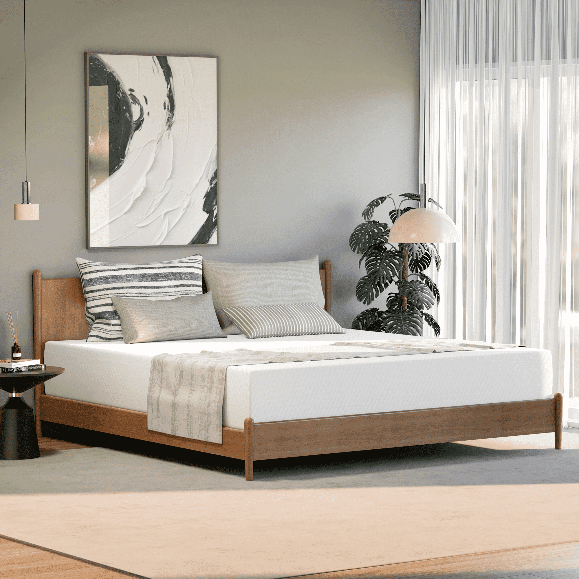 King 14" White Cooling Gel Memory Foam Mattress with Polyester Blend Cover