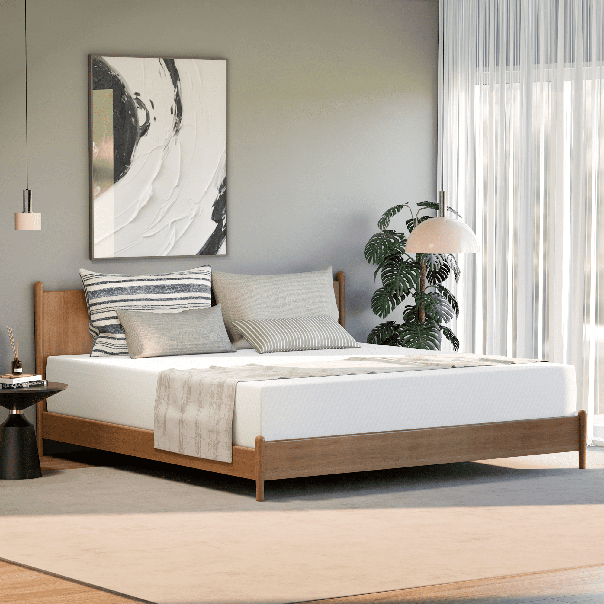 King 14" White Cooling Gel Memory Foam Mattress with Polyester Blend Cover