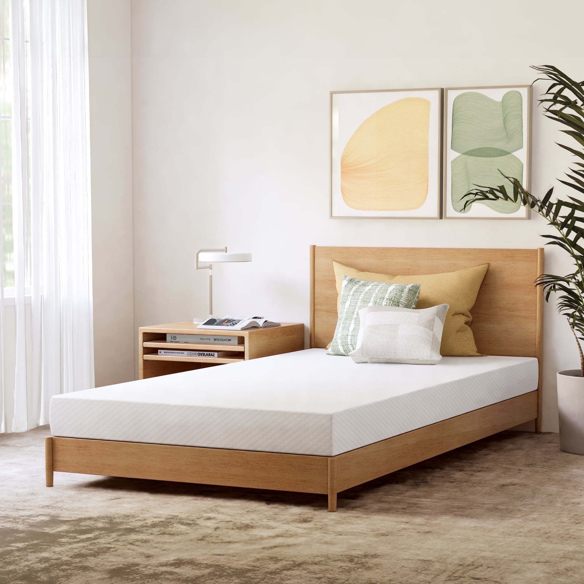 Twin 5" White Gel Memory Foam Mattress with Breathable Cover