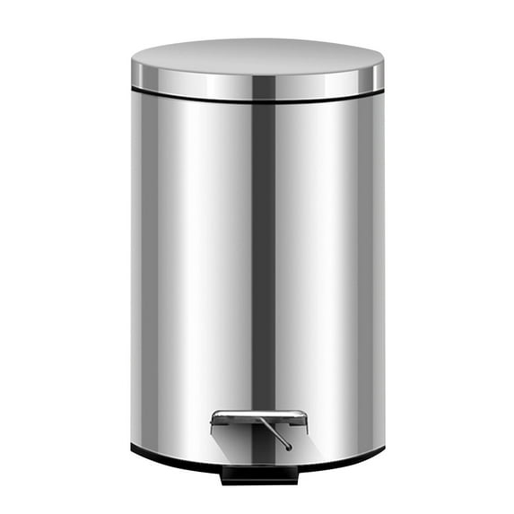 GAFRBALLV Round Bathroom Trash Can with Foot Pedal, 7L Stainless Steel Bin with Lid, Mirror Finish, Silent Close & Removable Inner Barrel