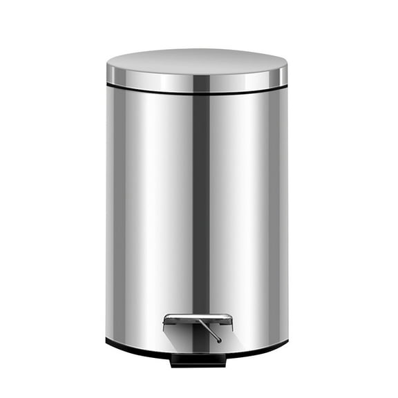 GAFRBALLV Stainless Steel Bathroom Trash Can with Lid, 3L Round Foot Pedal Trash Bin, Mirror Finish, Silent Soft-Close, Removable Inner Bucket