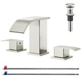thumbnail image 1 of GAGALIFE Waterfall Bathroom Faucets for Sink 3 Hole - Brushed Nickel Bathroom Faucet with Pop-up Drain, 8 Inch Widespread Bathroom Sink Faucet 2-Handles, Modern Vanity Faucet with Supply Lines, 1 of 9
