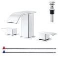 thumbnail image 1 of GAGALIFE Waterfall Bathroom Faucets for Sink 3 Hole - Chrome Bathroom Faucet with Pop-up Drain, 8 Inch Widespread Bathroom Sink Faucet 2-Handles, Modern Vanity Faucet with Supply Lines, 1 of 9