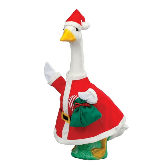 Gaggleville Jolly Santa Goose Outfit, Christmas Costume for 23" H Large Porch Goose, Polyester by Fox Valley Traders
