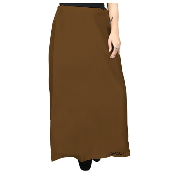 GAGZI CLothing Women's Satin Petticoat Solid Saree Satin Underskirt Sari(Saree) Satin Silk Petticoat For Women (Brown)