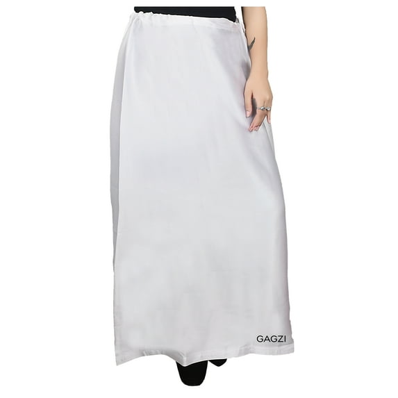 GAGZI CLothing Women's Satin Petticoat Solid Saree Satin Underskirt Sari(Saree) Satin Silk Petticoat For Women (White)