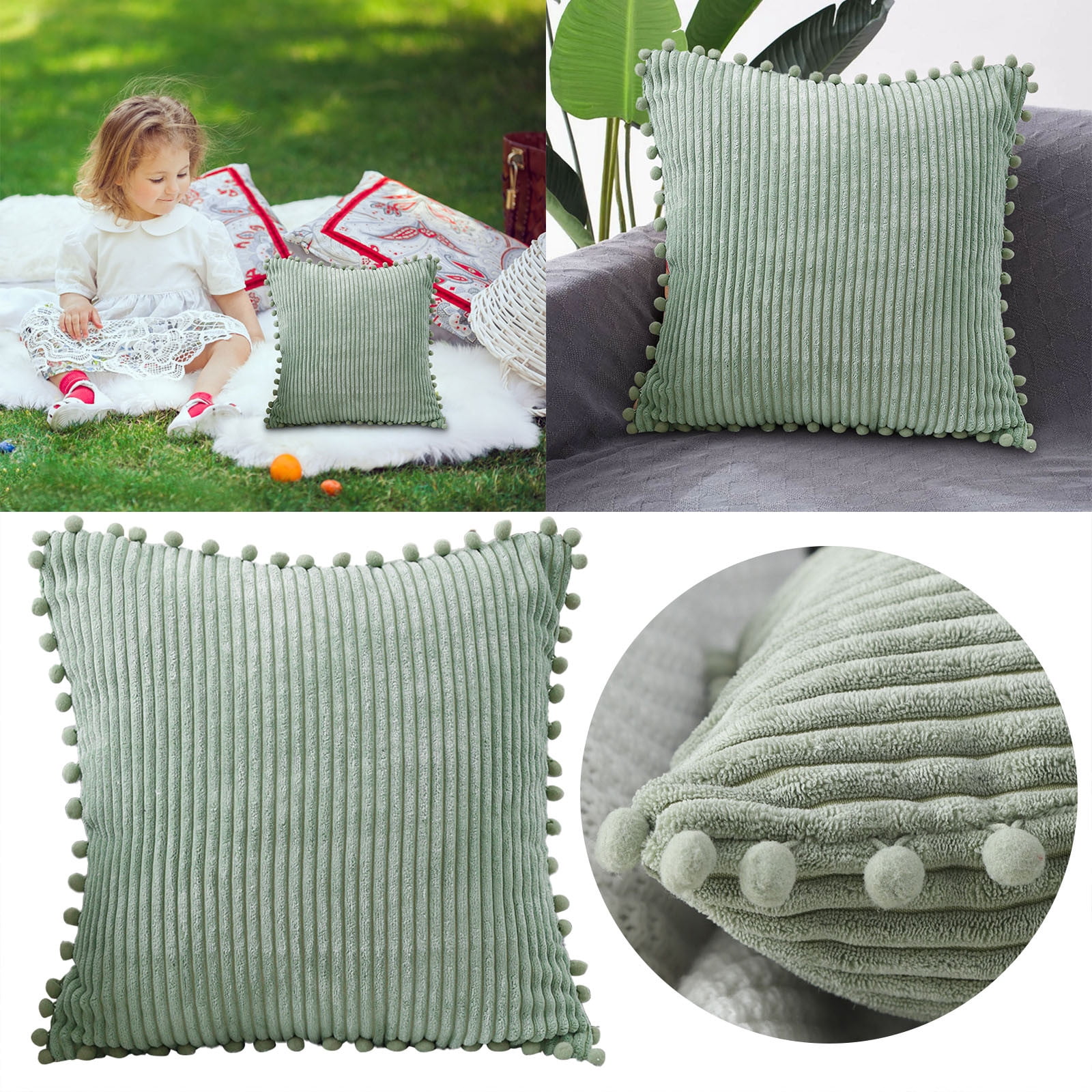 GAHZENB Pillow Case 2Pcs Simple Corduroy Throw Pillow Living Room Sofa