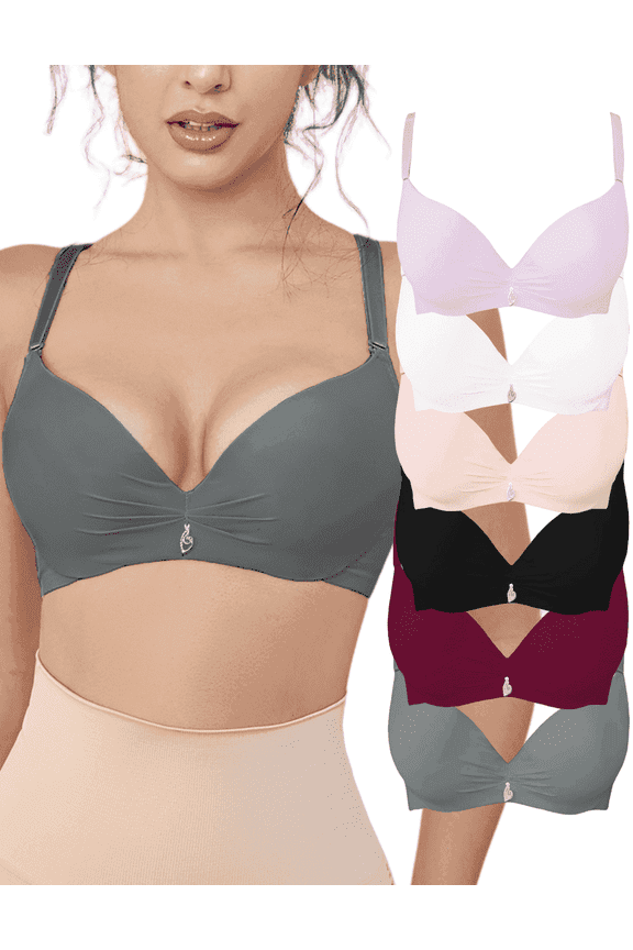 34B Sexy Bras for Women 6 Pack Underwire Full Coverage Bra,white bra, Sexy bra Everyday Bras 6 colors