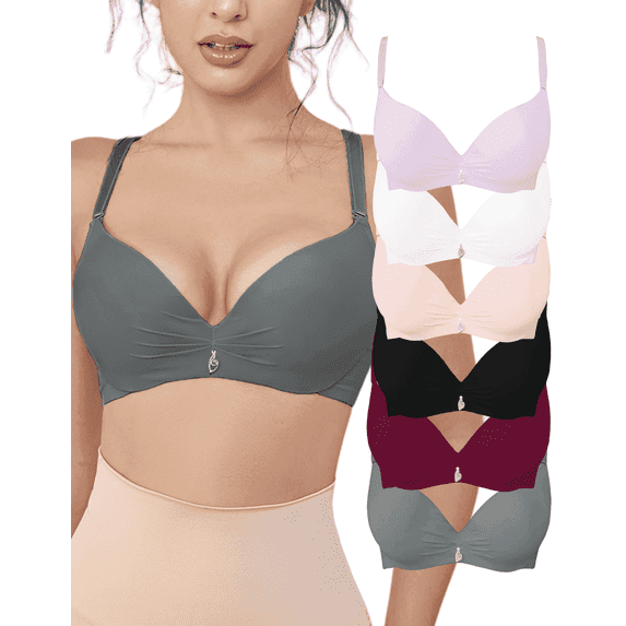 GAI YI 36B Bras for Women 6 Pack Underwire Full Coverage Bra, white bra,Sexy bra Everyday Bras with 6 colors