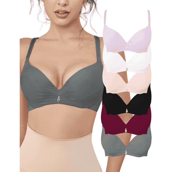 GAI YI 38B Bras for Women 6 Pack Underwire Full Coverage Bra, black lace bra,Everyday Bras with 6 colors