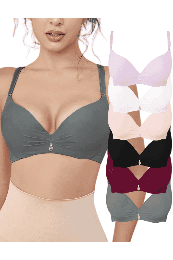 38B Bras for Women 6 Pack Underwire Full Coverage Bra, black lace bra,Everyday Bras with 6 colors