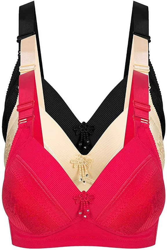 40C Bras for Women 3 Pack Women's All Day Comfort Bra, No Wire Jacquard and Mesh Light Padded Bra B 40C
