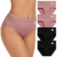 thumbnail image 1 of Women's High-Waisted Cotton Briefs - Soft Stretch Full Coverage Underwear 4-Pack, 1 of 5