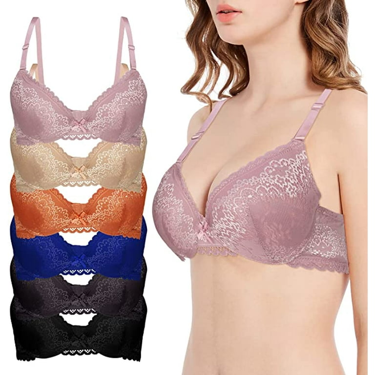 Women's Push Up Bras - Padded Lace Underwire Value Pack Bras at
