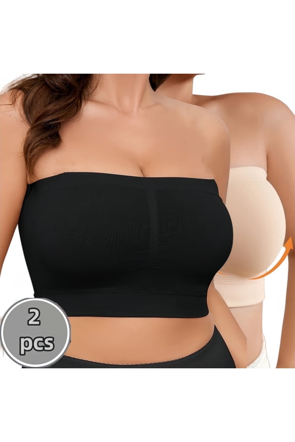 2PCS [Comfortable Camisole] Comfortable Plus Size Seamless Camisole | Soft Breathable No-Pad Bralette with Strapless Design(1XL-5XL)