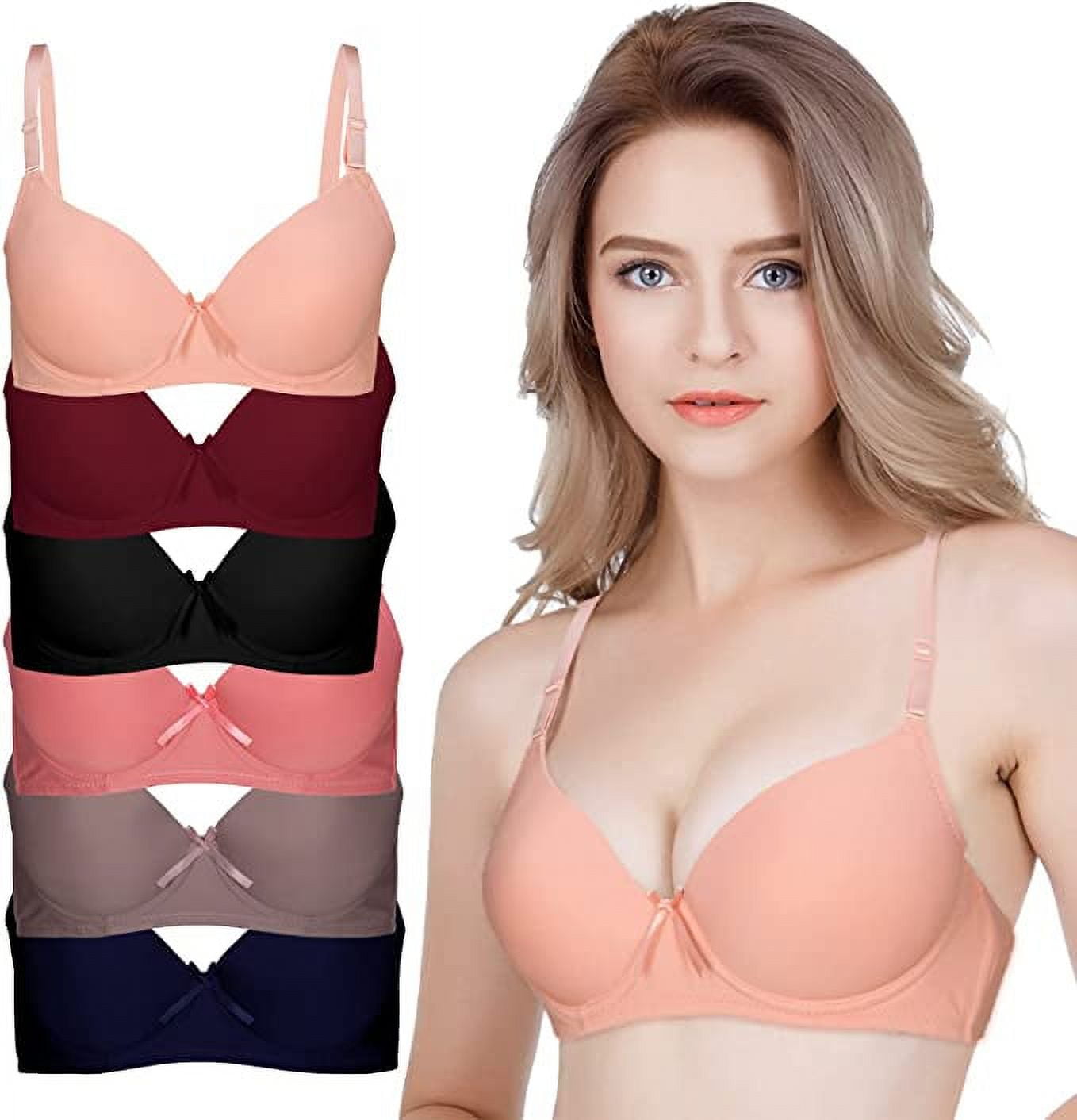 GAI YI 6Pack Underwire Push Up Bra Pack, Padded Contour Everyday Bras