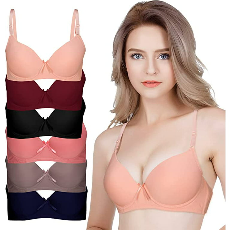 OPHPY Tshirt Bras for Women 2 Pack Full Coverage Cute Plus Size Bras No  Wire Push Up Bras Comfortable Everyday Sleep Bralette : :  Clothing