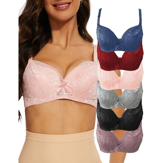 GAI YI Multi-Color Lace Underwire Push-Up Bra,Full Coverage T-Shirt Bras for Women 40C