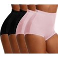 thumbnail image 1 of GAI YI Plus size Women's Briefs Coverage Underwear Jacquard Ladies Panties for Women Women's High-Waist Light Tummy Control Girdle Panties 2Black+2Pink 2XL, 1 of 8