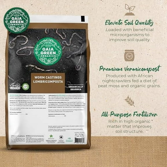 GAIA GREEN 30L Worm Castings Powder, Soil & Plant Fertilizer for Urban Gardens & Lawns