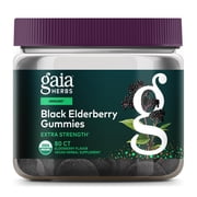 Gaia Herbs Black Elderberry Sambucus nigra Extra Strength Gummies - Delicious Immune Support Supplement* - Certified Organic Black Elderberries for Immune System Support* - 80 Gummies 40 Servings