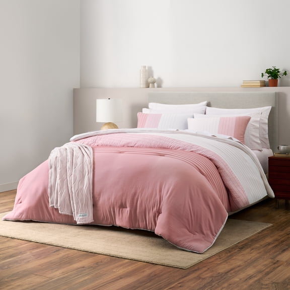 GAIAM Microfiber Comforter Set, Percale, 3 Piece King Pink - Soft & Lightweight, Moisture-Wicking, Easy Care