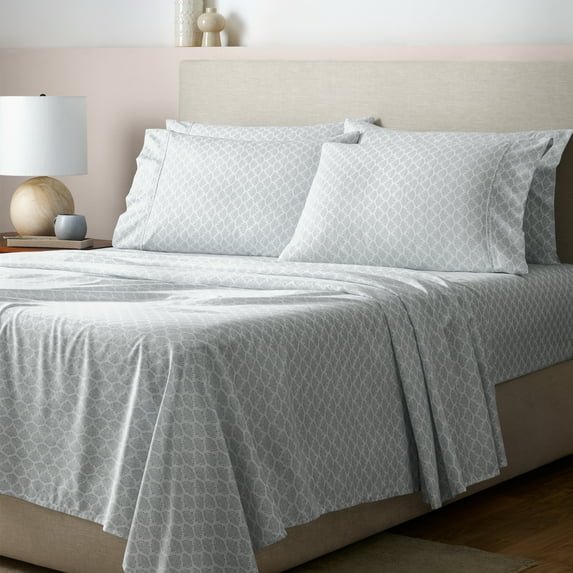 GAIAM Microfiber Cooling Sheet Set - Wrinkle-Resistant, Quick Dry, Brushed for Softness - Twin, Dotted Fan Print Gray