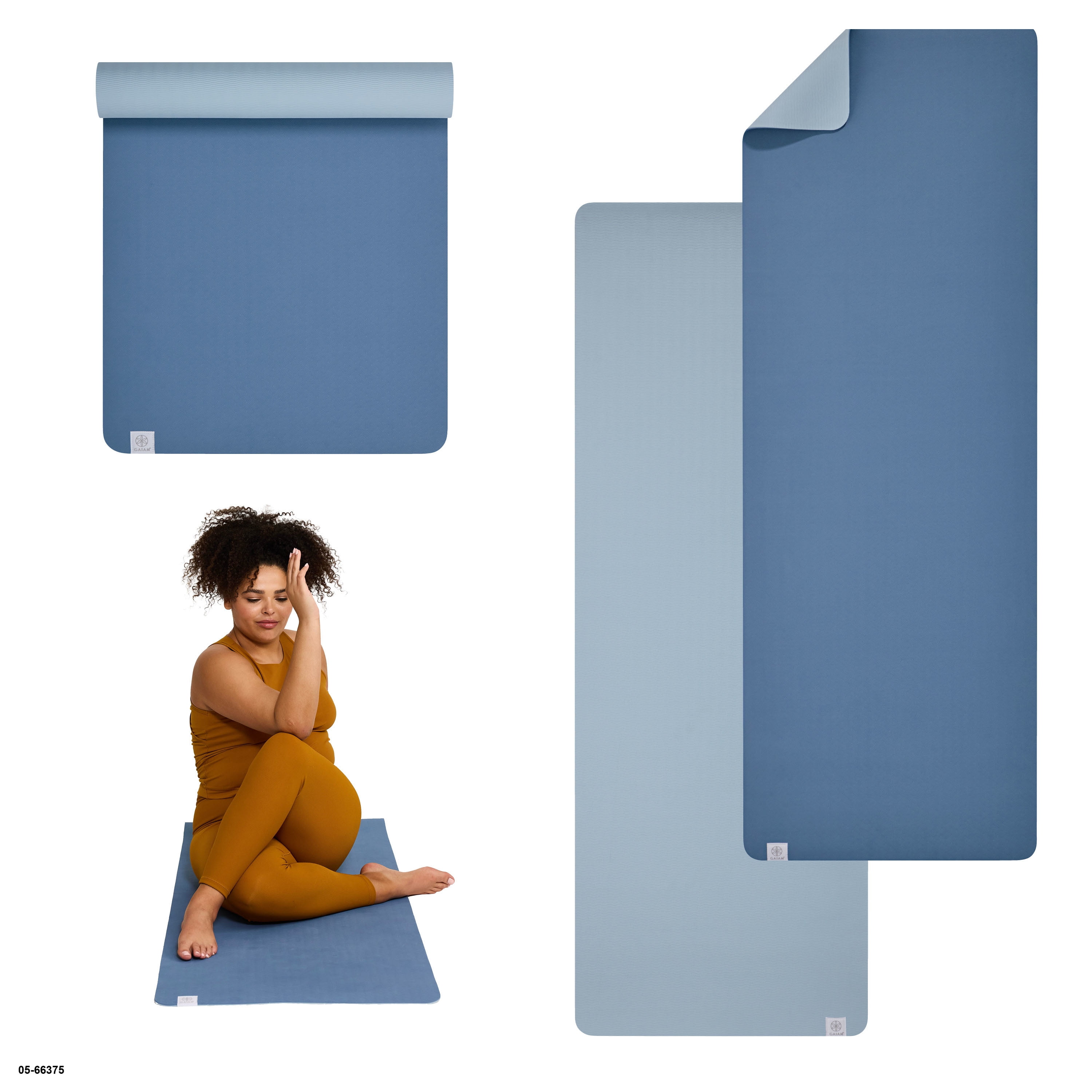 Gaiam Performance Yoga Mat, Teal/Grey, Eco-friendly TPE, 23.5