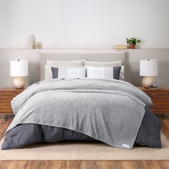 GAIAM Velvetloft Plush Blanket - Carved Texture, Ultra-Soft 100% Polyester -King Charcoal